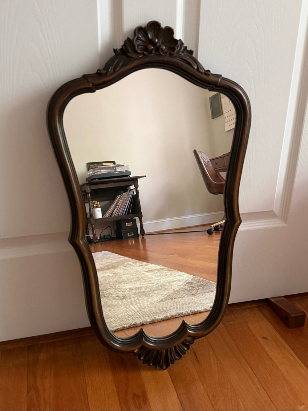 Vintage Wall Mirror in Dark Brown Frame - Picture 3 of 5
